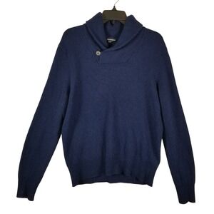 Club Monaco Mens Navy Blue Wool Cashmere Shawl Collar Button Sweater Size M